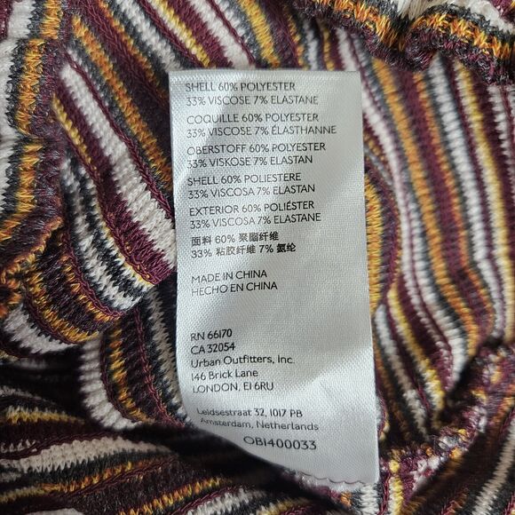 Anthropologie Square Neck Smocked Puff Sleeve Striped Top XS Ruffle 70s 80s Crop - Picture 12 of 14